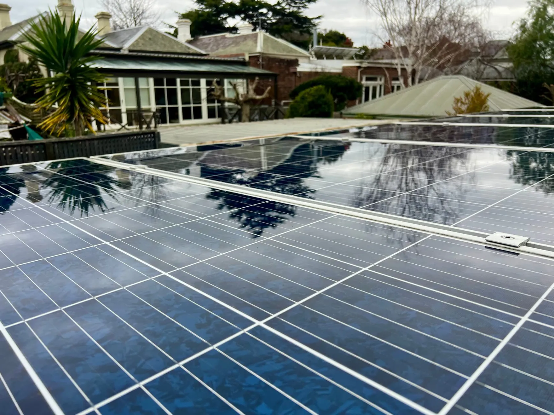 Solar panel cleaning on a Melbourne rooftop array