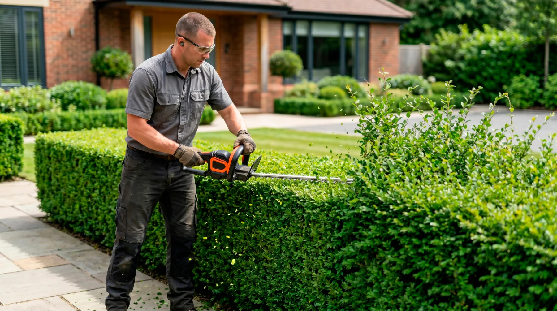 Poli Clean crew maintaining hedges at a Melbourne property